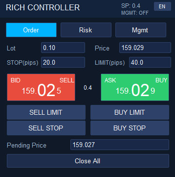 Rich FX Position Controller Order Tab