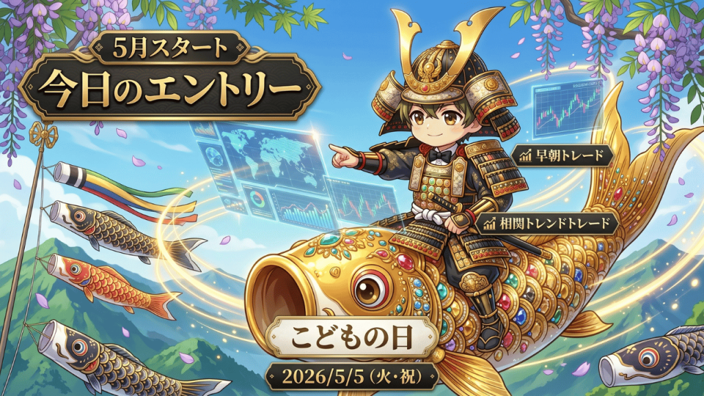 FX今日のエントリー 2026年5月5日 こどもの日 早朝トレード 相関トレンド戦略 ドル円 ユーロ円 ポンド円